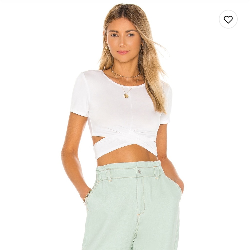 Lovers + Friends White Twist-Front Tee / Size Small / NWT